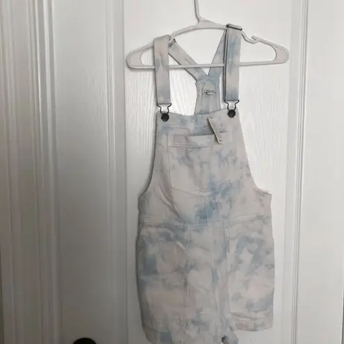 Aerie New  Women's XS Tie-Dye Denim Overalls - Light Blue & White NWT