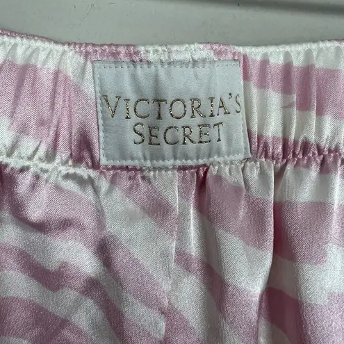 Victoria's Secret Victoria Secret Satin Pajama Shorts XL Pink White Zebra Stripe Silky Pull On New