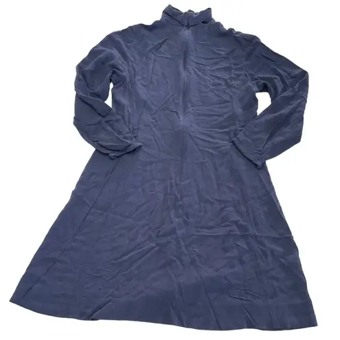 See By Chloe Dress Womens 36 Small Dark Denim Blue Mock Neck Crepe Mini