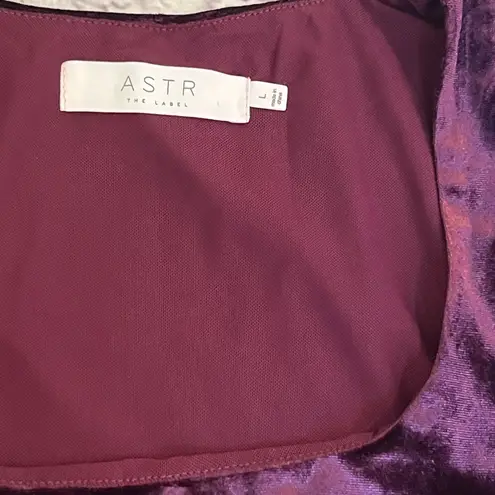 ASTR THE LABEL Velvet Scoop Neck Long Sleeve top Shirt deep purple Eggplant L Size L