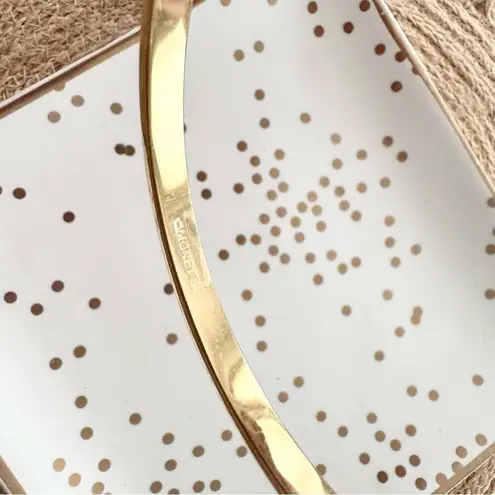 Monet Vintage Gold Metal Diagonal Lines Etched Bangle Large Slim Thin