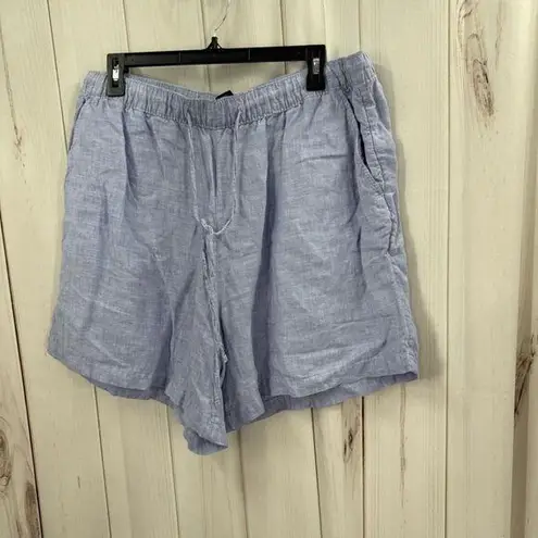 Tahari Women’s 1X Blue 100% Linen Pull on Shorts