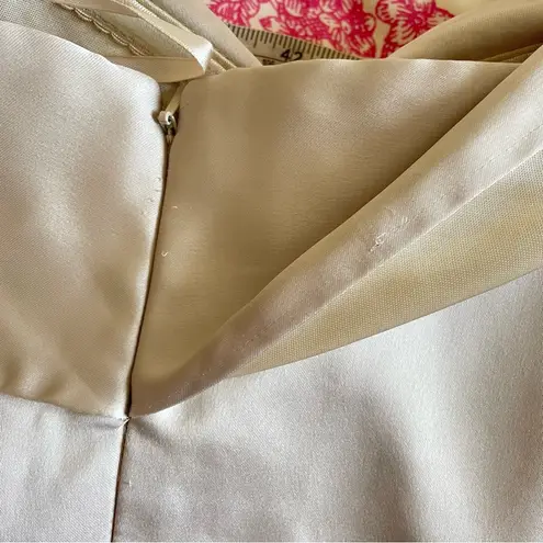 Revelry Bardot Satin Off Shoulder Maxi Dress in Soft Champagne Size 8 Gold