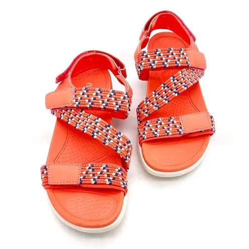 Ryka Rowana Elastic Gore Sport Sandals in Living Coral and Blue Women’s Size 9.5