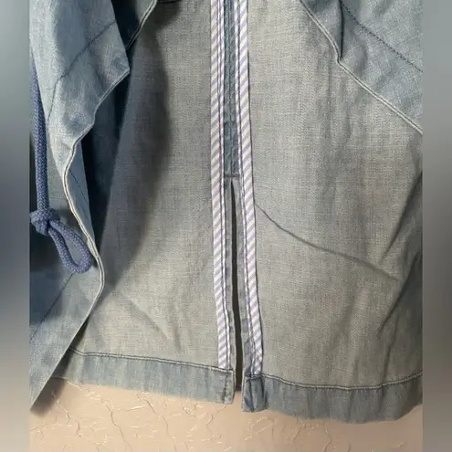 Max jeans Womens Blue Denim Drape Front Cinch Waist Drawstring Jacket Size XS