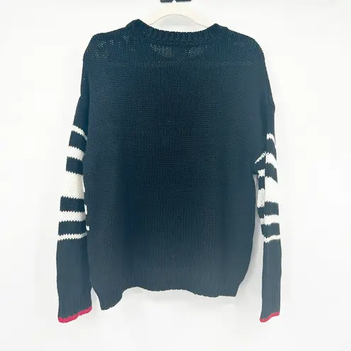 Sundry Womens Merino Wool Blend Striped Pullover Crewneck Sweater Size M Navy - Image 5