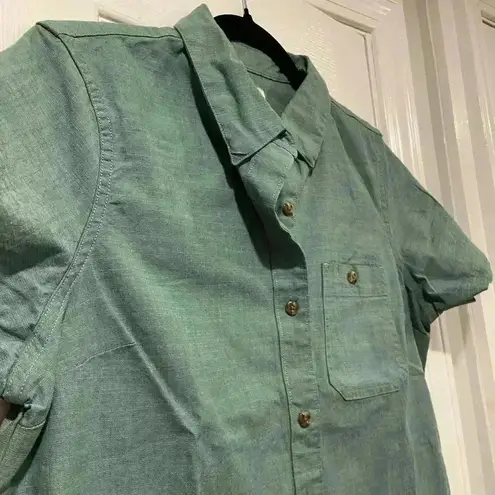 NWOT L.L. Bean Women’s Sage Green Stretch Cotton Short Sleeve Button Down Shirt