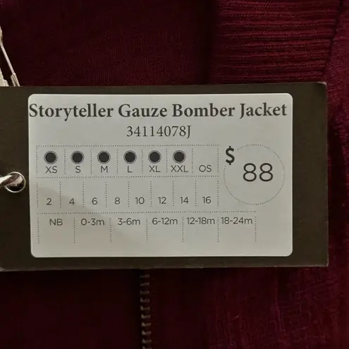 Matilda Jane Storyteller Gauze Burgundy Bomber Jacket Nwt