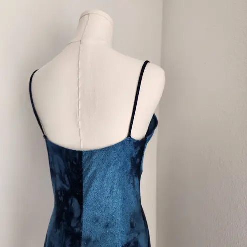Y2K Hourglass Blue Tie Dye Glitter Cowl Neck Asymmetrical Slip Dress S M Size M