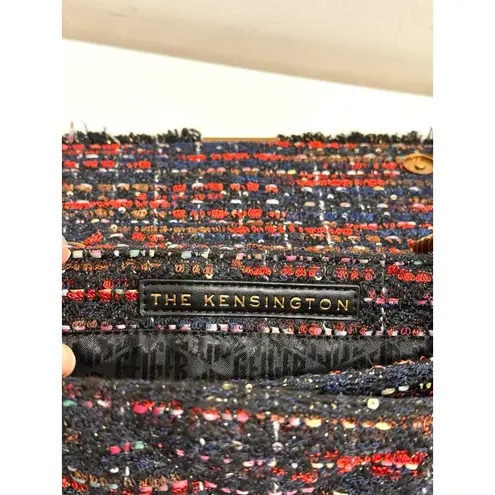 Kurt Geiger NWT Kensington Frayed Edges Chain Straps Tweed Bag Red Large