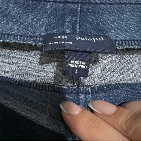 J. Jill Pure Jill Indigo knit Slim Crop Pull On Pants Blue Size L