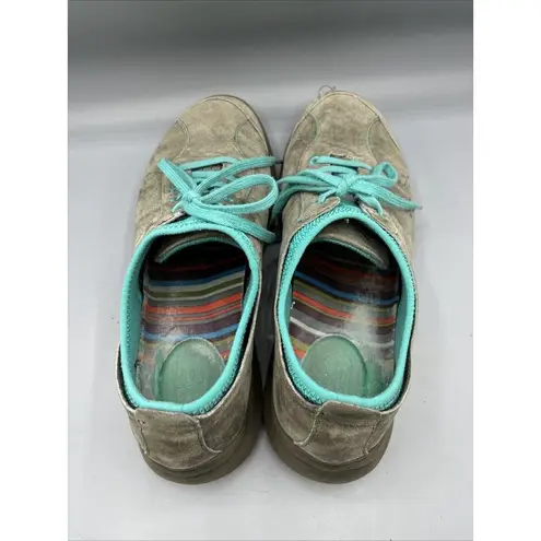 Dansko Women’s Sneakers Sz 39 Elise Gray Turquoise Suede Comfort Casual Walking