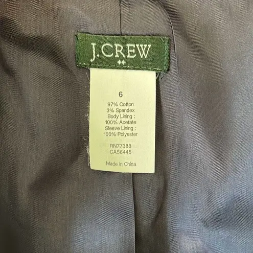 J. Crew Womens Cotton Blend Notch Lapel Long Sleeves Blazer Navy Blue Size 6