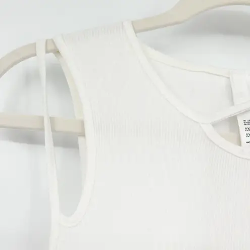 SKIMS Womens Ribbed Knit Soft Lounge Cut Out Maxi Dress Size 2X Marble White