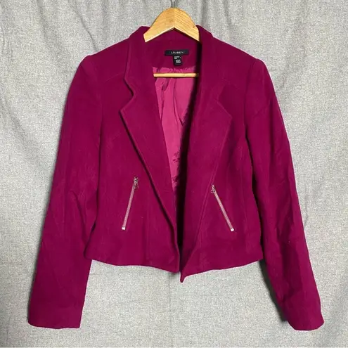 Louben Dark Fuchsia Wool and Cashmere Jacket with zipper pockets Size 4 Purple