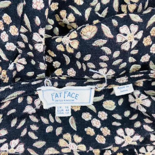 Fat Face Black & Beige Tan Floral Cottage Casual Mini Shirt Dress