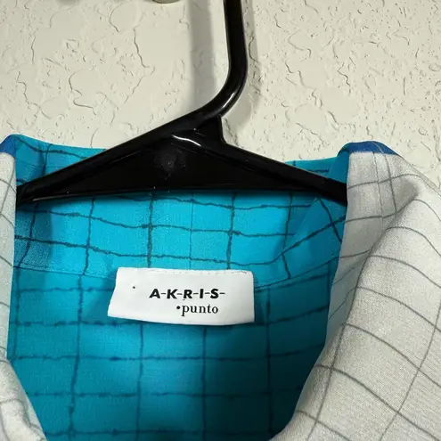 Akris Punto Pool Silk Half Zip Collard Sleeveless Blouse Size US 10