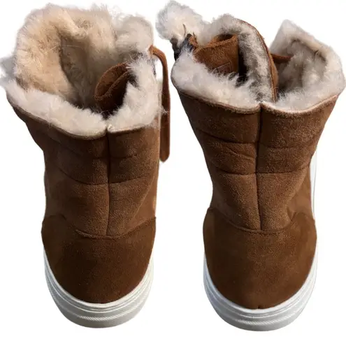 NWOT Celtic & Co Shearling High Top Sneakers in Whisky 7837 Tan Size 10