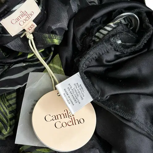 Camila Coelho Amelia Romper, Black Palm, XXS