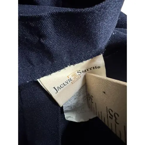 Jaclyn Smith Pleated Trouser Dress Pants Women's 12 Navy Blue Straight Leg Retro