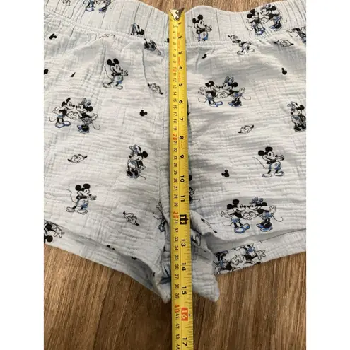 Disney Mickey & Minnie Blue Muslin Cotton Boxer Pajama Shorts Sz Women’s L Size L