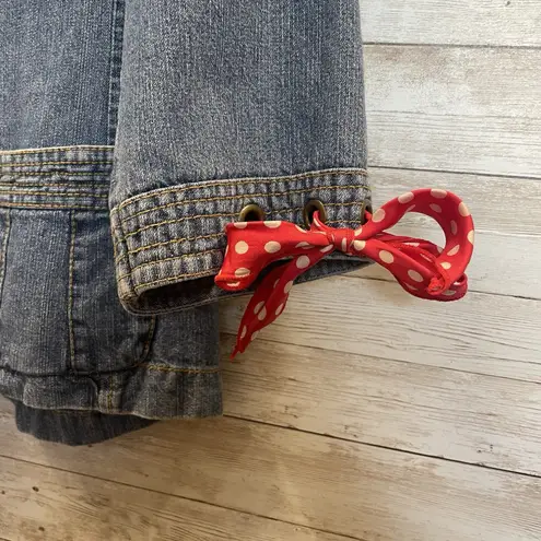 Coldwater Creek Womens XL Jacket Jean 3/4 Sleeve Button Up Ribbon Tie Med Wash - Image 6