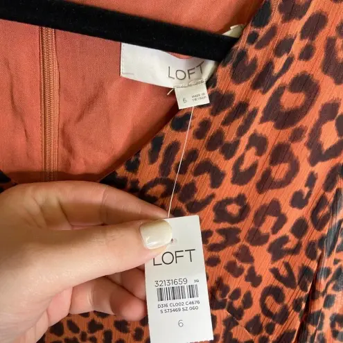 Loft  | NWT Cheetah Print‎ Long Babydoll Dress 6 Maxi Full Length