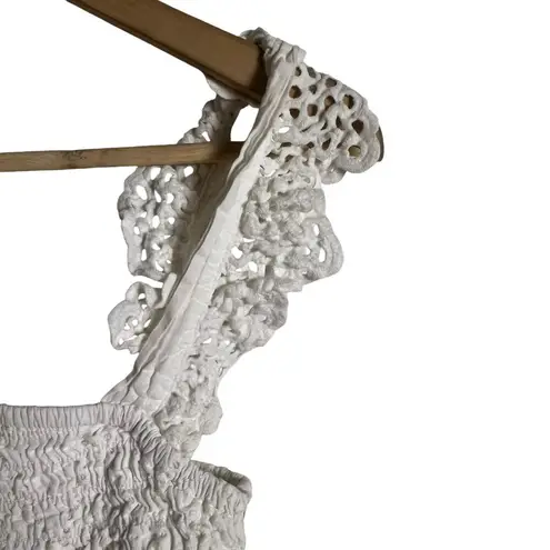 MISA Los Angeles MISA Abelia White Eyelet Cropped Square Neck Sleeveless Top Size M