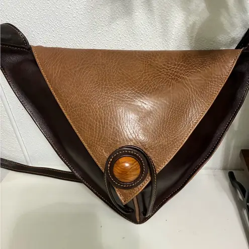 Brown and Tan Triangular Leather Bag Very Unique