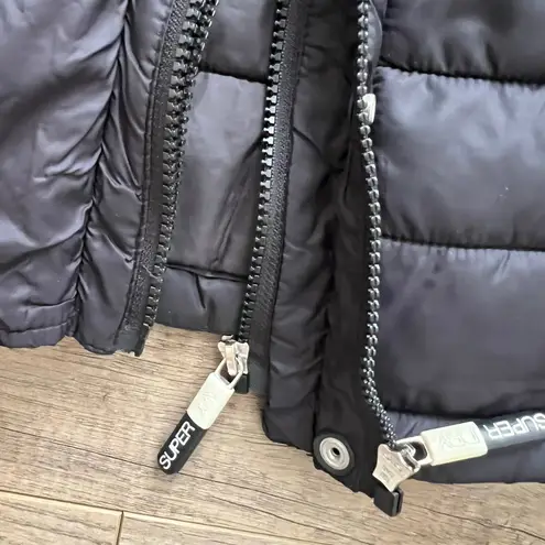 Superdry Original Fuji Black Puffer Jacket Womans Size US 6 Double Zipper