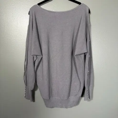 New York & Company NWT Gray Split Sleeve Ribbed Sweater