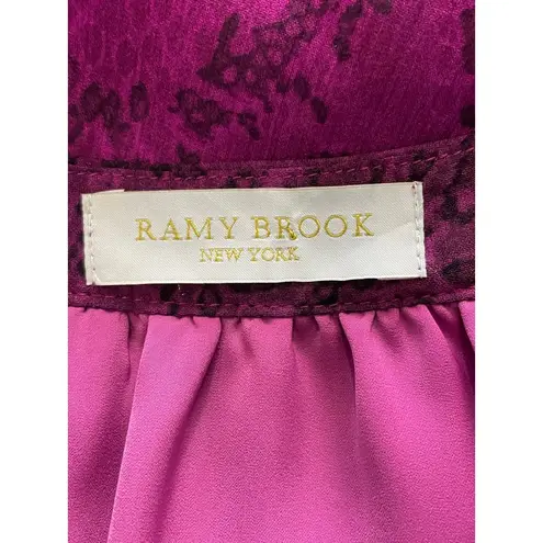 Ramy Brook Silk Pink Shift Dress Snake Print Fully Lined Body Tassel Size Small