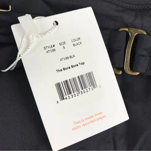 ANDIE Swim Top Women Sz S Black Bora Bora Convertible Retro Feminity Grunge NWT