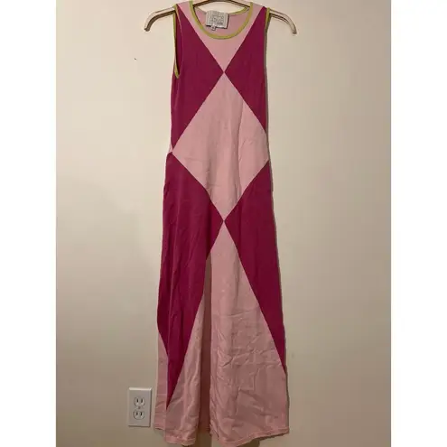 RTR Victor Glemaud Sz S Pink Harlequin Colorblock Sleeveless sweater Maxi Dress