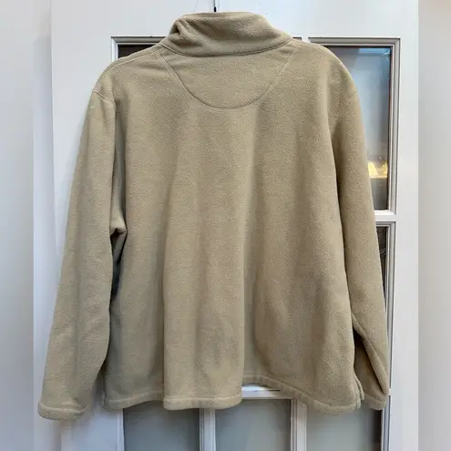 Vintage L.L. Bean Cream Beige Outdoor Fleece Button Down Teddy Jacket Size XL Tan