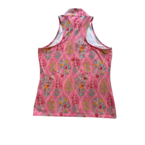 Spartina 449 Keira Queenie Topiary Pink Sleeveless Racer Back 1/4 Zip Top Small