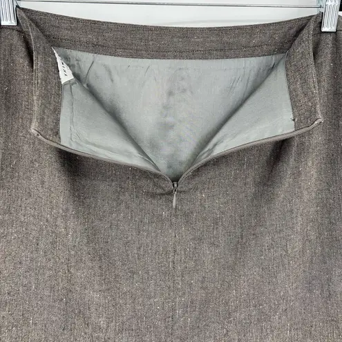 Trina Turk  Straight Pencil Skirt Wool & Silk Blend Lined Zip Brown Gray Grey 12