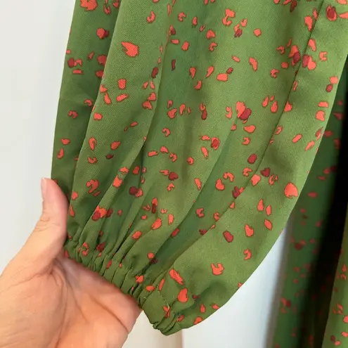 Eloquii Elements Plus Size Sage Green Mixed Print Midi Dress Peplum Size 14 NWT