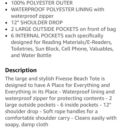 Large 20" Waterproof Beach Bag Blue