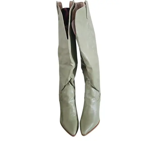 Journee Collection Therese Women’s Knee-High Boots – Green Block Heel size 8
