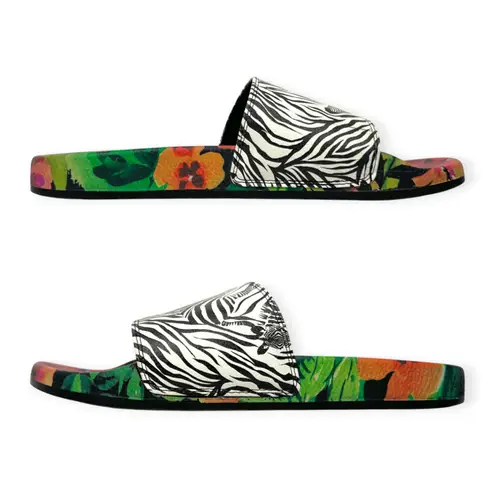 Johnny Was | Size 10 | Zebra and Floral Print Tropical Beach Pool Slides Sandals