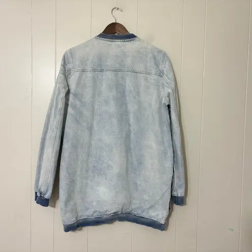 Fate Denim Bomber Jacket Light Wash Blue Size L Casual Oversized Style Size L