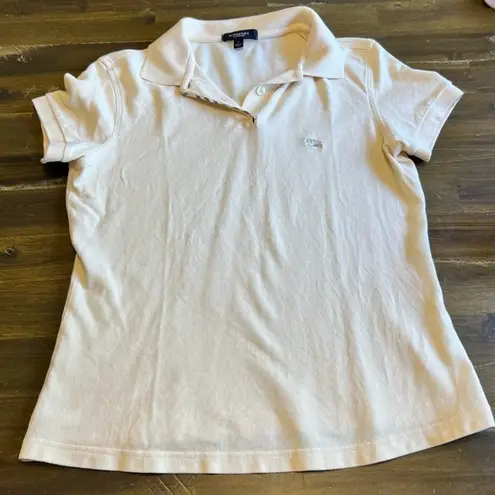 Burberry  London Polo Short Sleeve Nova Check Trim Chest Logo Cream S Off White