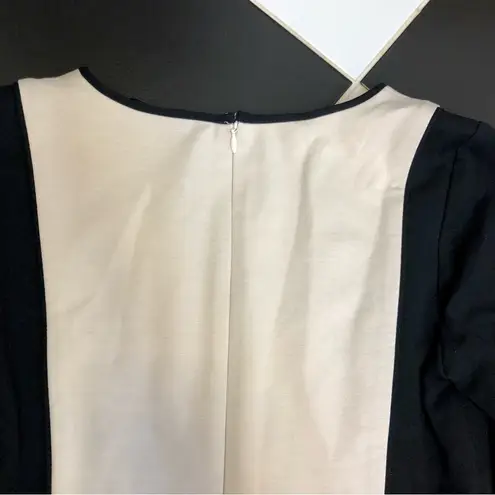 Brahmin Long Sleeve Mini Stretchy Bodycon Dress Sheath Cream Black Color Block 2