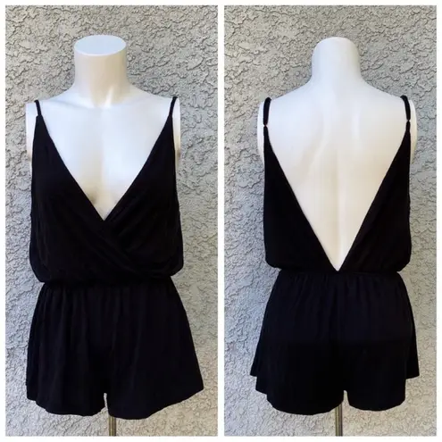 Lira Low Cut Deep V Plunge Romper Black Size M thumbnail 3