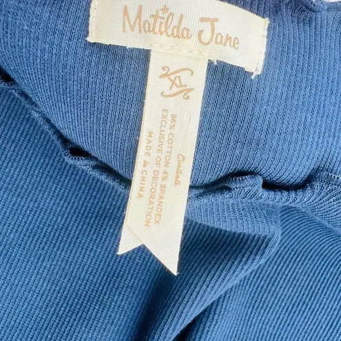 Matilda Jane  Long Sleeve Pullover Shirt Dark Blue Ribbed Detail Size XL