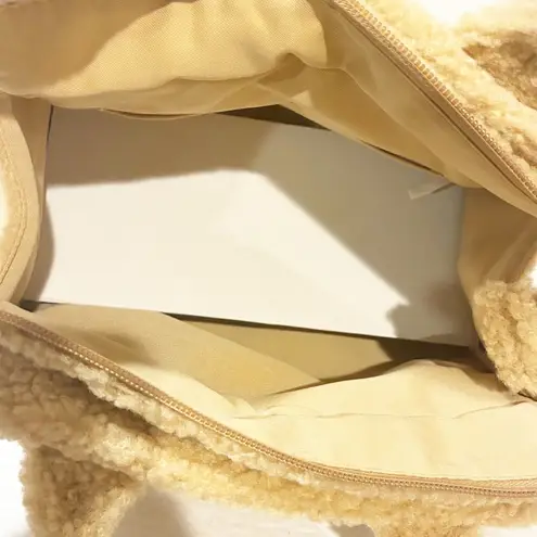 J.Crew  Small Tan Sherpa Structured Mini Tote Bag Fleece NEW