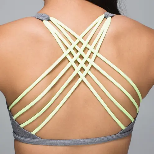 Lululemon  Free To Be Bra (Wild), Heathered Slate / Clear Mint, Size 4, VGUC