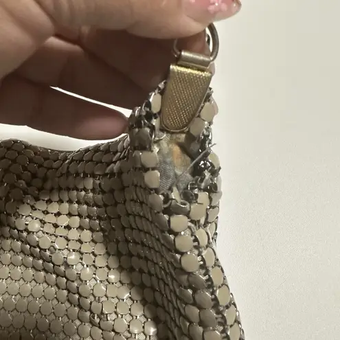 Vintage Chainmail Purse Evening Bag Shoulder Chain Strap Taupe Retro Party