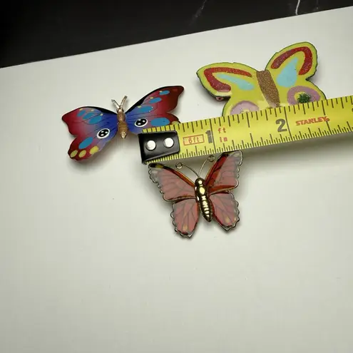 Colorful Butterfly Insect Brooch Pin Lot Of 3 Multicolor